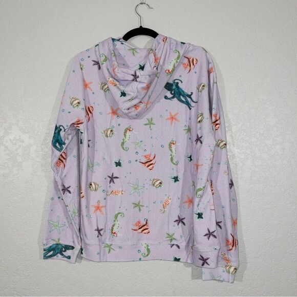 NWT Hill House Purple Sea‎ Creatures The Allie Terry Zip-Up Size Medium - Picture 8 of 9